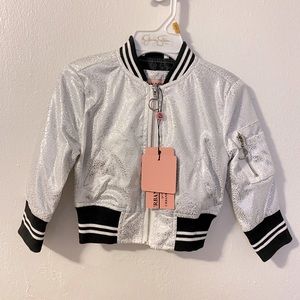 COPY - White with Silver accents bomber jacket for toddlers. 18 months.